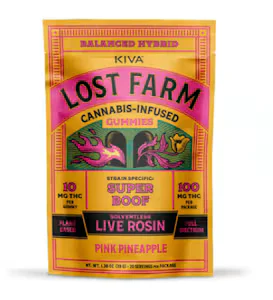 KIVA Lost Farm Pink Pineapple x Super Boof Live Rosin Gummies