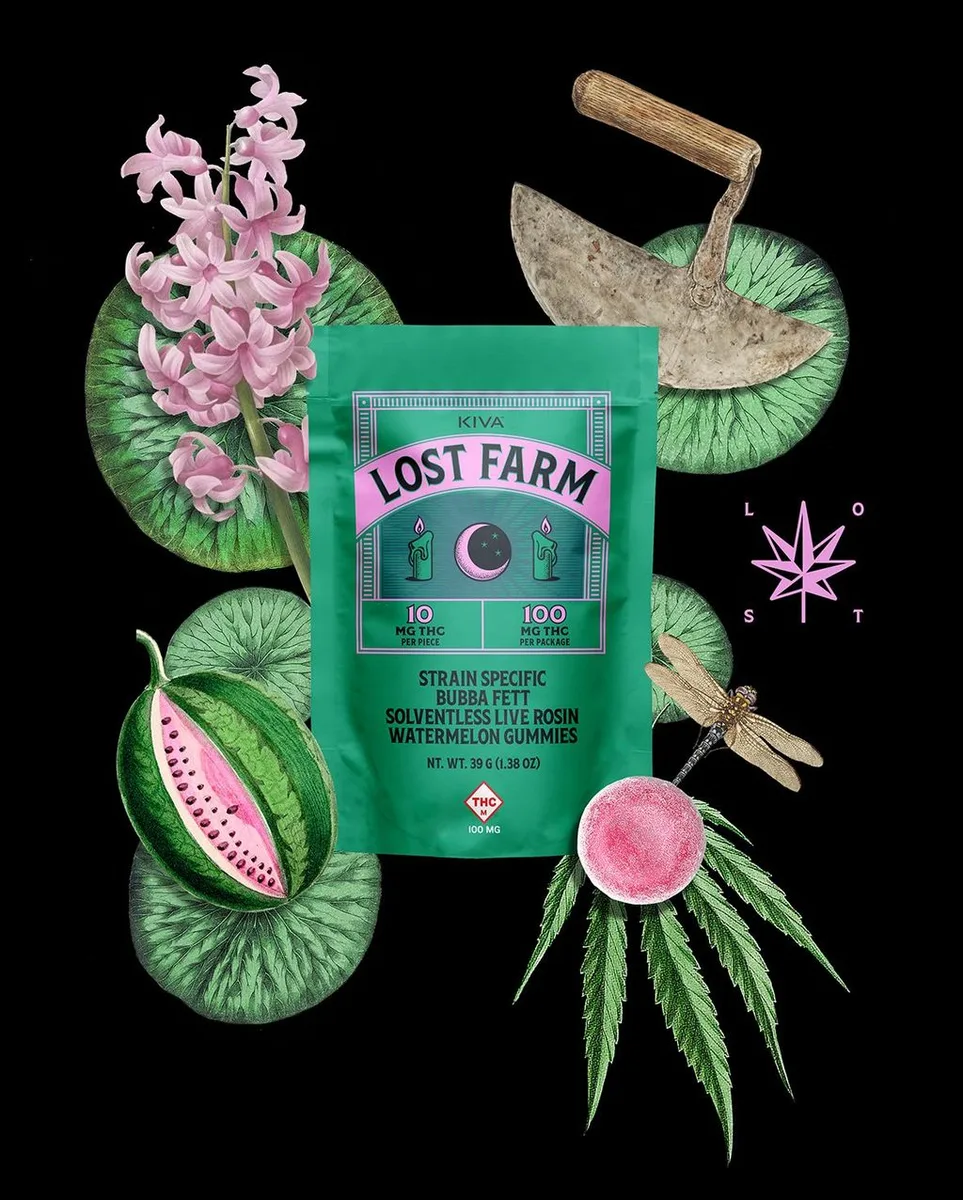 KIVA Lost Farm Watermelon x Bubba Dawg Live Rosin Gummies