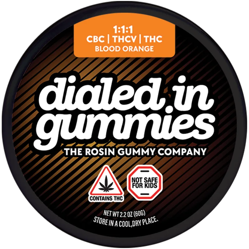 Dialed In Gummies Blood Orange 1:1:1 THC:THCV:CBC Rosin Gummies